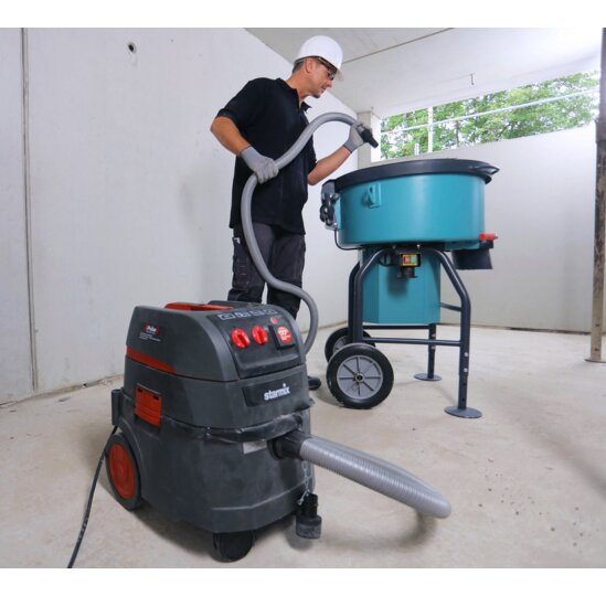 Collomix TMX 1000 concrete mixer - for healthy, dust-reduced work thanks to connection options for a vacuum cleaner