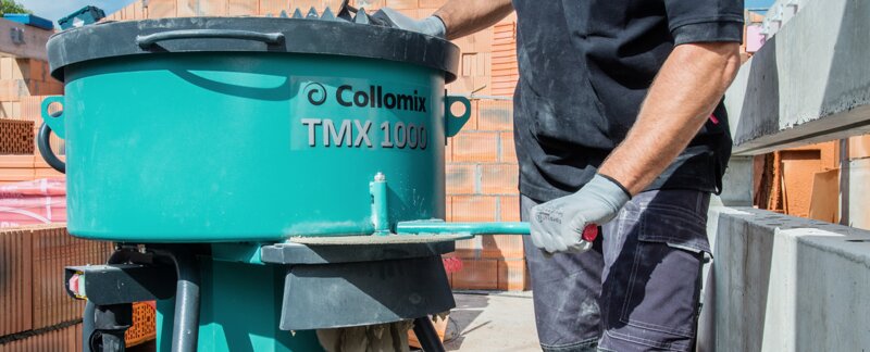 Collomatic TMX 1000: robust mortar mixer for bagged material up to 80 liters usable volume (up to approx. 3 bags)