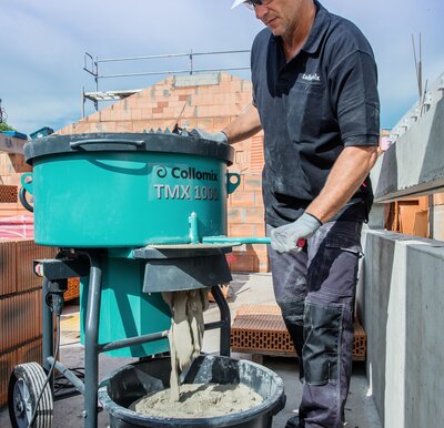 Collomatic TMX 1000: robust mortar mixer for bagged material up to 80 liters usable volume (up to approx. 3 bags)